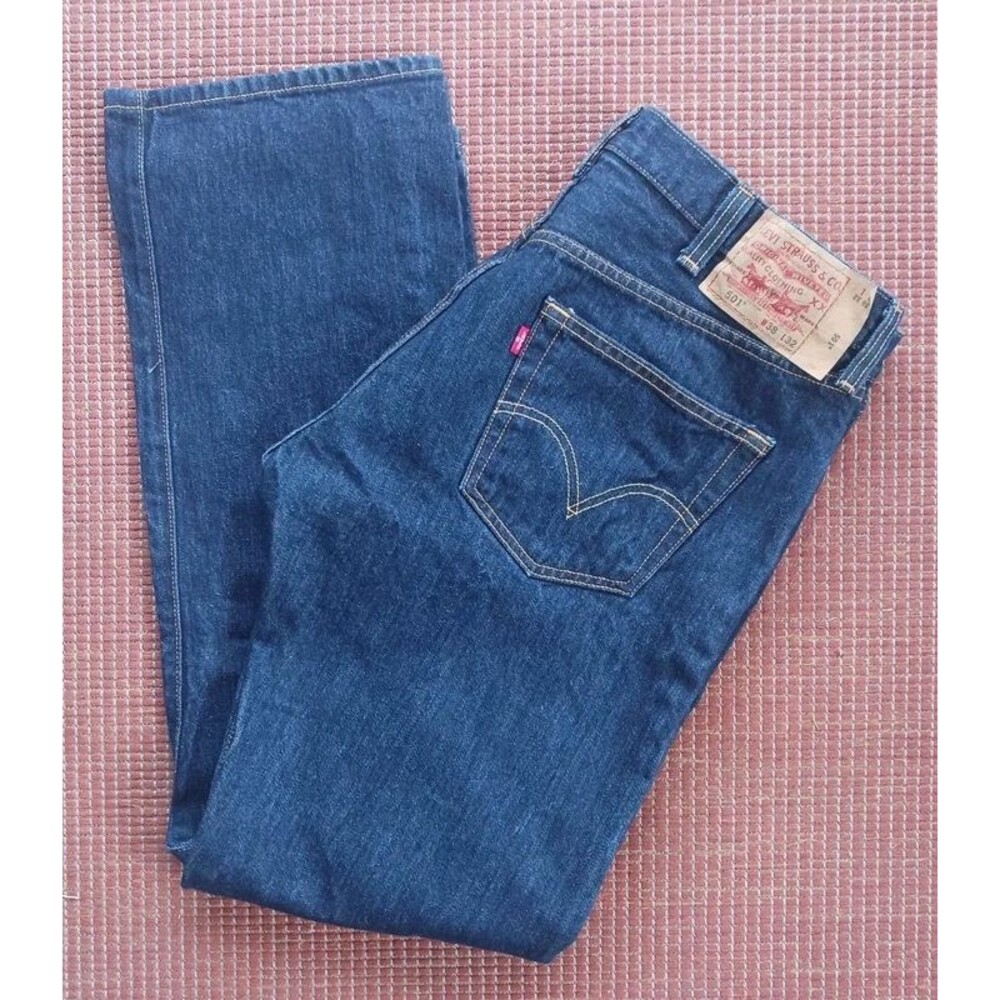 Levi's 501 Mens Size 38X32 Button Fly Original Straight Fit Dark Wash New-Read